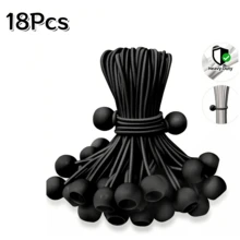 12/18/24/33/40Pcs Black Ball Head Elastic Bungee Cords, Outdoor Tent Elastic Ropes, Rain Canopy Awning Fixed Ball Rubber Bands, Luggage Cargo Binding Straps, Table Chair Tarp Sunshade Net Universal Buckle Elastic Ropes - Black - View 18