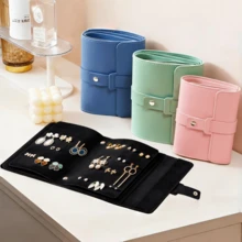 Portable Jewelry Storage Book, Foldable Travel Earring Organizer Holds 42 Pieces, Waterproof PU Leather Jewelry Storage Box Suitable For Earrings, Rings, Necklaces, Accessories, Large Capacity Display Bag - Essential For Vacation Travel - Multicolor - View 1
