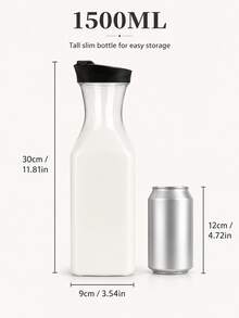 2/1pc Square Laundry Detergent Dispenser Bottle, 1500ml Capacity, Transparent Plastic Black And White, Laundry Detergent Dispenser, Transparent Storage Container, Soap Dispenser, Space-Saving Design, Includes 4 Removable Labels, Suitable For Laundry Room, Bathroom Storage, Autumn Home Decor, Bathroom Decoration - Transparent - View 7