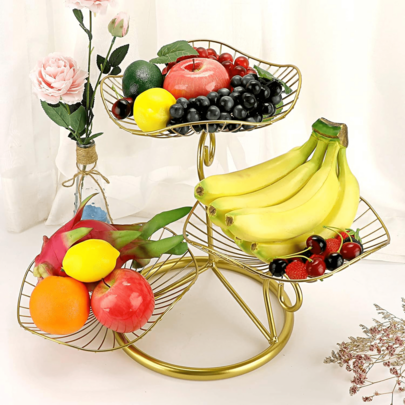 1 pieza Soporte de cesta de frutas de 3 niveles, cuenco de frutas decorativo de hierro, soporte de alambre de metal para frutas, bandejas de almacenamiento para verduras, pan y aperitivos, cuencos de frutas modernos para uso en cocina y hogar