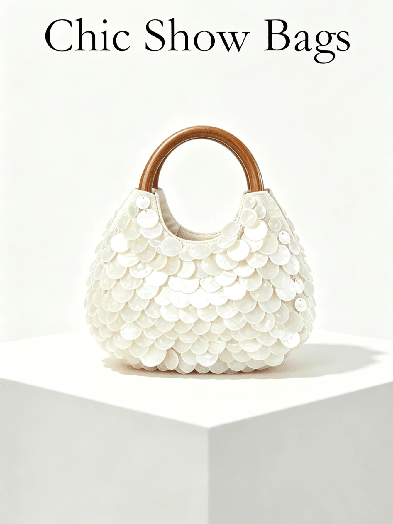 Shell Ring Handle Tote Bag, Pearl Mother Of Pearl Shell Fragments, Mini Portable Handbag, Elegant Romantic Women's Purse, Suitable For Wedding, Beach, Party, Summer Vacation