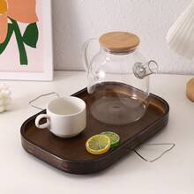 1pc Bamboo Sofa Armrest Tray, Rectangular Shape, Sofa Side Table That Can Be Fixed On The Sofa Armrest - Brown - View 5
