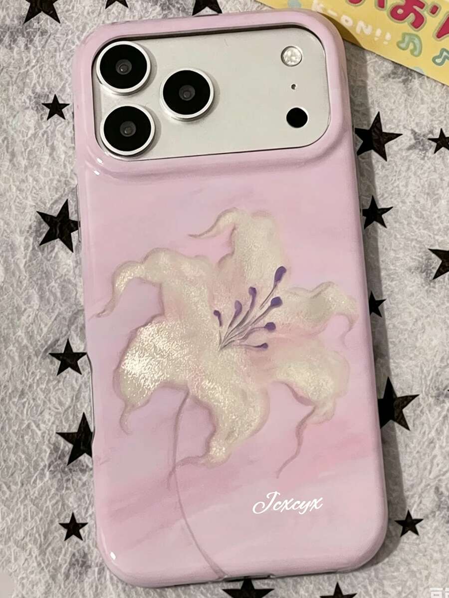 浪漫亮面亮片鏤空黑色百合花手機殼,適用於 iPhone 18 Pro Max 18 Pro 17 Pro Max 17 Pro 17 16 Pro Max 16 Pro 16 15 Pro Max 15 Pro Max 15 Pro 15 14 Pro Max 14 Pro 14 13 Pro Max 13 Pro 13 12 Pro Max 12 Pro 11,美感創意果凍背蓋 - 淺紫百合花 - 查看 1