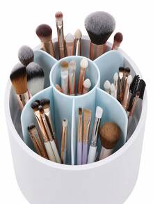 360° Rotating Makeup Brush Holder With Dust-Proof Transparent Lid, 7-Compartment Large Capacity Cosmetic Storage Box, Detachable And Easy To Clean, Suitable For Bathroom, Bedroom, Desktop, Vanity,Bedroom Room Decor,Back To School - Multicolor - View 6