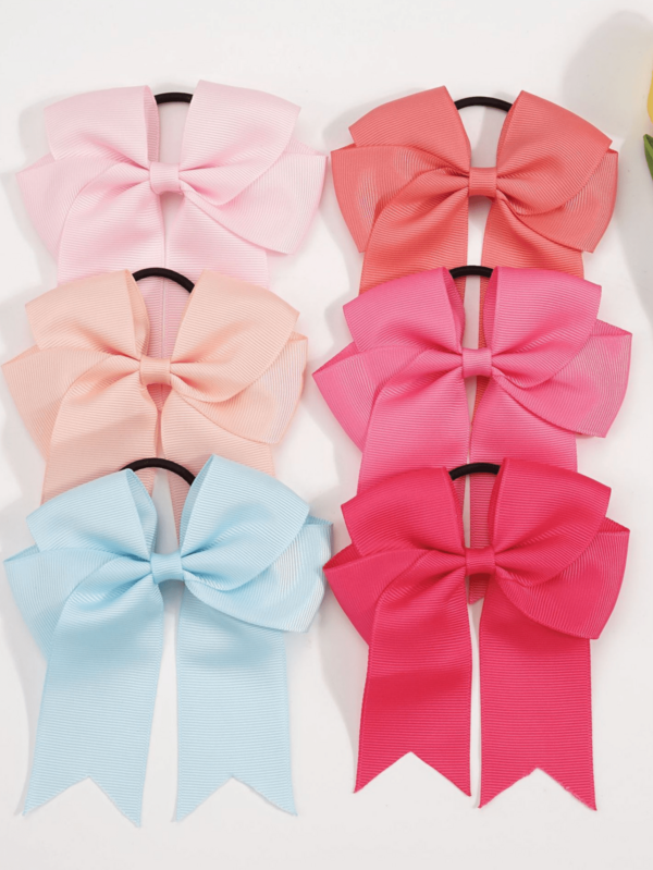 1pc Kids Hair Accessory 4.5inch Ribbed Swallowtail Bow Hair Tie Hair Band Elastic, Suitable For Daily Use