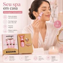 Massageador Facial 4d Elétrico 3 Em 1 Rosa Vibração Premium - Rosa chiclete - Visão 7