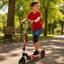 Patinete Infantil Dobrável com Rodas Grandes e Freio no Guidão 3 Regulagens de Altura Segurança e Estabilidade Scooter Infantil Criança Menino Menina Presente Passeio ao Ar livre Registro Inmetro Preto e Vermelho - Preto - Visão 1