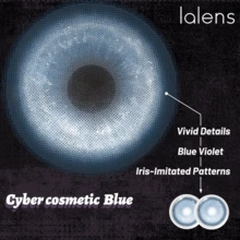 Lalens Cyber Blue 動漫風圓形彩色隱形眼鏡 1 對批發，年戴，DIA 14.50MM BC 8.6MM，大眼亮眼自然融合色，適合派對、約會、萬聖節、角色扮演、漫畫 Cosplay - 星雲藍 - 查看 7
