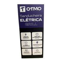 SANDUICHEIRA GRILL ELETRICA PRETA, 220 V - 750 W - OTMO - Preto - Visão 2