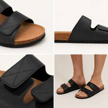 Sandalias Hombre con Doble Correa Ajustable, Plantilla Cómoda y Suela Antideslizante para Uso Diario - Negro - Ver 2