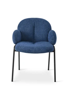 Goeurvant Modern Cloud-Style Wool-Linen Upholstered Dining Chairs With Rounded Arms And Wide-Back Support For Dining Room, Living Room, Office-Set Of 2/Set Of 4/Set Of 6-Blue/Chenillie - 藍色 - 查看 6