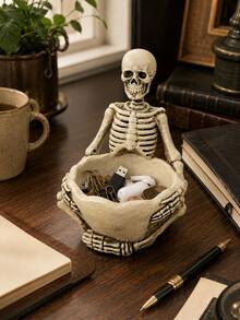 Gothic Skeleton Trinket Bowl, Skull Jewelry Holder, Key Tray, Coin Dish, Earbud Storage Organizer, Dark Academia Room Decor For Home Office - Multicolor - View 5
