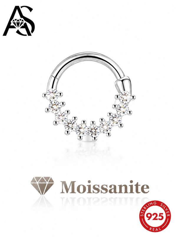 1pc 925 Sterling Silver 18K Gold Plated Single Row Moissanite Ear Cuff, Hypoallergenic, Suitable For Daily, Party, Wedding And Holiday Gift