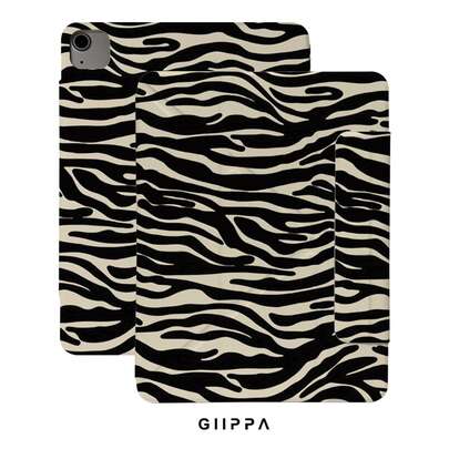 GIIPPA 1 Stück klassische beige & schwarze Zebra-Tierdruck Schutzhülle, mit Aufklebern, perfektes Valentinstagsgeschenk, magnetische abnehmbare Y-Falt stoßfeste Hülle, mit Stiftschlitz, kompatibel mit iPad Mini 6/7, Air 2/3/4/5/11/13" (M2/M3 2024-2025), 5/6/7/8/9/10/11. Generation, Pro 10.5/11/12.9" (2017-2025), Y2K wild dekadent minimalistische Ästhetik