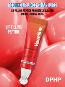 Vaseline 櫻桃紅豐盈果凍唇彩 10ml，保濕豐唇唇部護理，含 4 倍玻尿酸與三肽，水晶按摩頭，SPF15，玫瑰粉色調，撫平唇紋並促進膠原蛋白，輕盈不黏膩果凍配方 - 櫻桃紅 - 查看 5