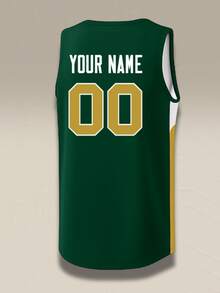 Custom Basketball Jersey Men Personalized Team Name Number Green Gold White Striped V Neck Sporty Gameday Shirt Loose Activewear Tops - Dark Green - View 3