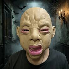 1pc Halloween Funny Crying Face Mask, Latex Crying Head Cover, Cosplay Party Costume Prop - A - View 2
