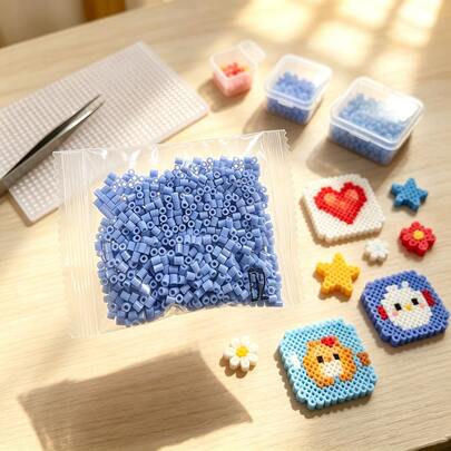 1000pcs 2.6mm/0.1in Blue Melted Beads Small Hole Beads, Colorful Horseshoe Shaped Beads Set - Perfect For DIY Jewelry Making, Hair Braids, Necklaces, Earrings And Decoration - Bulk Plastic Craft Perforated Beads, Suitable For Small Merchandise And Creative Handicrafts