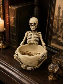 Gothic Skeleton Trinket Bowl, Skull Jewelry Holder, Key Tray, Coin Dish, Earbud Storage Organizer, Dark Academia Room Decor For Home Office - Multicolor - View 6