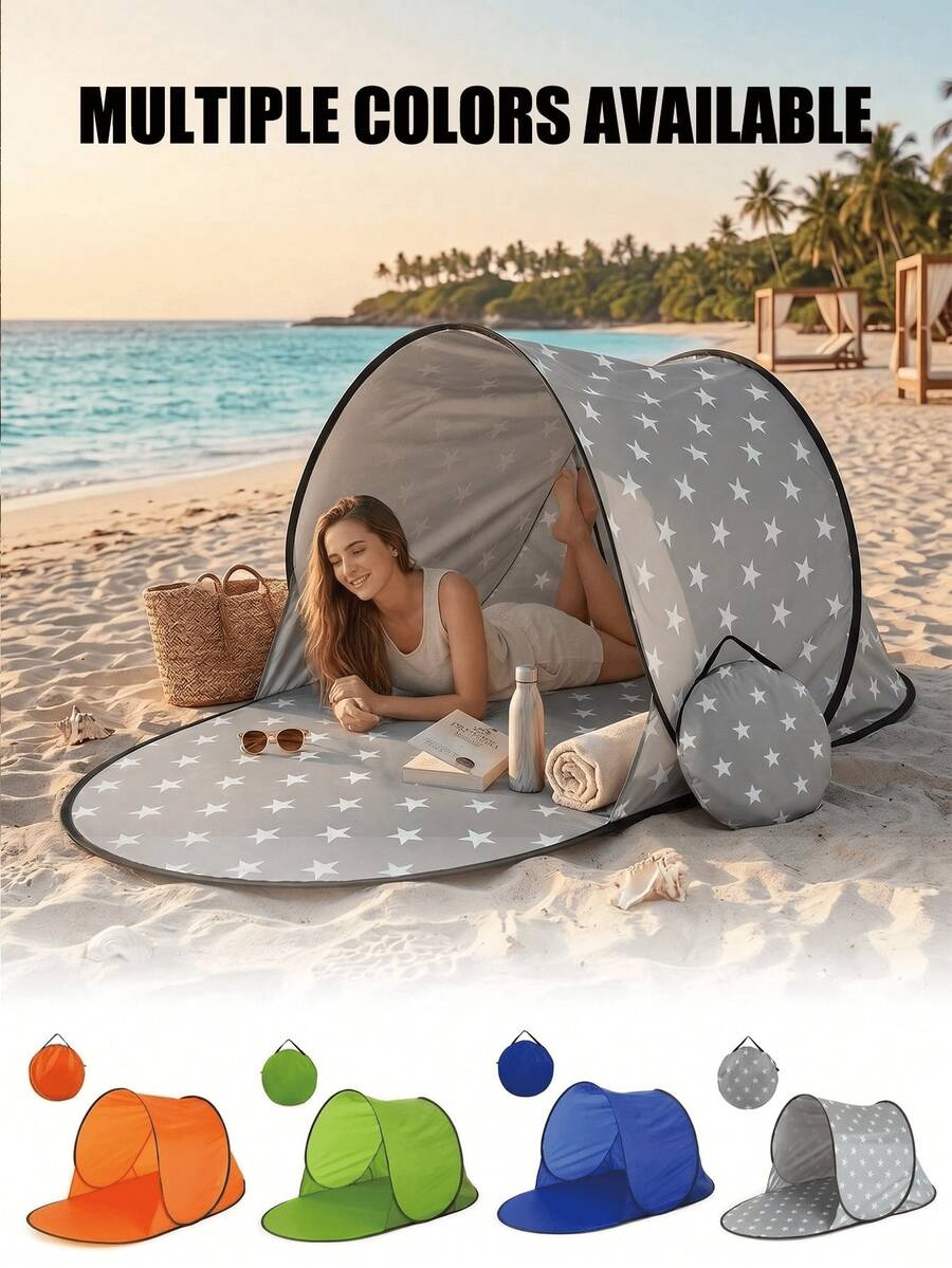 Quick-Open Beach Tent Sunshade Canopy Lightweight Beach Pavilion Outdoor Adventure Sun Shelter Family Beach Essential Music Festival Camping Gear Backyard Shade Sports Event Sun Protection Emergency Sun Protection