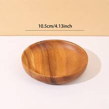 One Acacia Wood Round Dinner Plate Christmas Gift - Brown - View 15