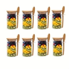 4/8/12個入附蓋燕麥早餐杯（9.85oz/280ml）備餐玻璃罐，適用於奇亞籽、布丁與優格 - 查看 7