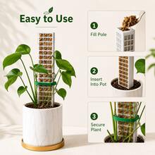 High Plastic Moss Pole Plant Climbing Support Stake For Potted Plants And Ivy, 60CM Climbing Pole (2pcs + 1 Hook And Loop Strap) - C - View 3
