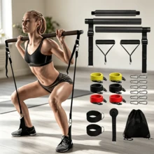 1 Set Multifunctional Pilates Bar, 3-In-1, Unisex Home Strength Training, Arm And Leg Shaping Resistance Bar, Fitness Set, Gym Club Sports Equipment - Multicolor - View 3