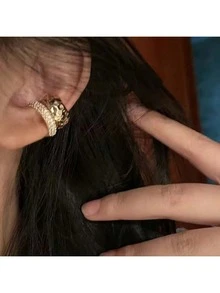 1個時尚無痛微型耳夾，金色/銀色耳罩，獨特的高端極簡風格耳飾，適合女性 - 彩色 - 查看 8