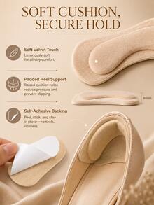 8pcs/Set Thickened Self-Adhesive Heel Pads, Anti-Slip Shock-Absorbing Foam Insoles, Suitable For High Heels, Boots, Dress Shoes, Soft And Comfortable, Suitable For Long-Term Walking And Standing, Prevents Slipping And Blisters - Multicolor - View 4