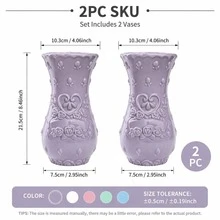 Retro-Style Plastic Rose-Embossed Hydroponic Vase; European-Style Floral Container In A Creamy Aesthetic, Suitable For Living Room Decor. - Multicolor - View 14