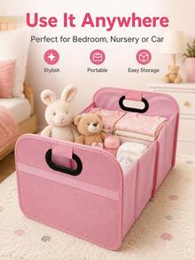 Women's Essential Car Storage Solution: Pink Foldable Trunk Organizer | 600D Oxford Cloth Heavy-Duty Material, Large Capacity Compartment Storage Box | Multi-Compartment Design + Dustproof Flip Cover | Car Organizing Essential | Suitable For Sedans, SUVs And Minivans | For Storing Miscellaneous Items, Tools, Luggage And Shopping Bags | Goddess-Style Car Storage Box | Car Interior Storage Inspiration | Trunk Organizer Essential | Must-Have To Optimize Car Storage Space - Thickened and Upgraded Version - View 6