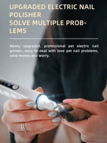 PETSIN Pet Nail Grinder, Cat Dog Electric Nail Trimmer USB Rechargeable With LED Light, Smart Display, Multi Grinding Modes For Various Pets, Upgraded Strong Motor For Tough Nails, Portable & Fashionable Design - White - View 8