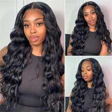 Uveous 210% 13x4 Human Hair Wig Loose Deep Wave Bob Wig Human Hair Lace Front Wigs 13x4HD Transparent Lace Short Bob Wig Brazilian Virgin Human Hair Pre Plucked Deep Curly Bob Wigs Natural Color - Natural Black - View 6