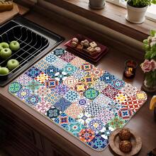 1pc, Drying Mat, Colorful Round Candle Drainage Mat, Plate-Style Drying Mat For Kitchen Countertop Decoration, Drainage Mat, Plate-Style Drainage Mat, Universal Kitchen Drainage Mat, Kitchen Accessories. - Multicolor - View 22
