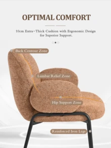 Goeurvant Modern Cloud-Style Wool-Linen Upholstered Dining Chairs With Rounded Arms And Wide-Back Support For Dining Room, Living Room, Office - Set Of 2 / Set Of 4 / Set Of 6-Brown Chenillie - 棕色 - 查看 4