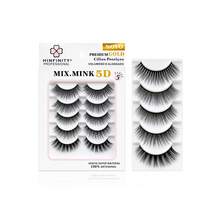 Cílios Postiços Mix Mink 5D 5 Pares Profissional Cartela Mix - Preto - Visão 1