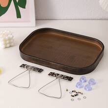 1pc Bamboo Sofa Armrest Tray, Rectangular Shape, Sofa Side Table That Can Be Fixed On The Sofa Armrest - Brown - View 3