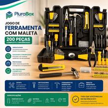 Jogo de Ferramenta com Maleta 200 Peças Preta Completa Resistente Caixa com Chaves Martelo Alicates Presente Homem Pai Marido - Preto - Visão 5