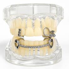 1pc Vertical Stripe Heart & Cherry Combination Horizontal Zirconia Personalized Cute Tooth Decor Set, Funny Photography Prop - Multicolor - View 2