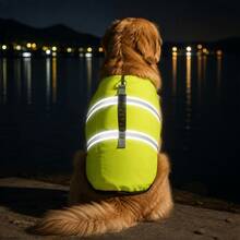 1pc Pet High Buoyancy Adjustable Reflective Life Jacket/Swimming Dog Vest/Rescue Handle/Tear-Resistant Material/Night Reflective/With Leash Attachment/Adjustable Belly/Suitable For Beach Play/Boating/Excellent Buoyancy/Fits Small, Medium And Large Dogs - Yellow - View 4