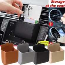 Car Air Vent Storage Box PU Leather Hanging Storage Bag Phone Glasses Keys Coins Cards Storage Bag Universal Car Interior Accessories For Sedans SUVs Trucks - A - View 4