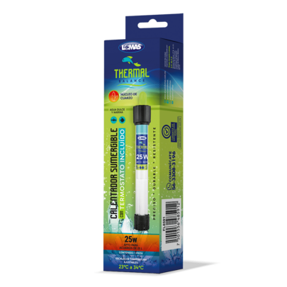 FANCY PETS Lomas Calentador Sumergible con Termostato Thermal-Balance 25W para Acuario 21 cm x 25 mm