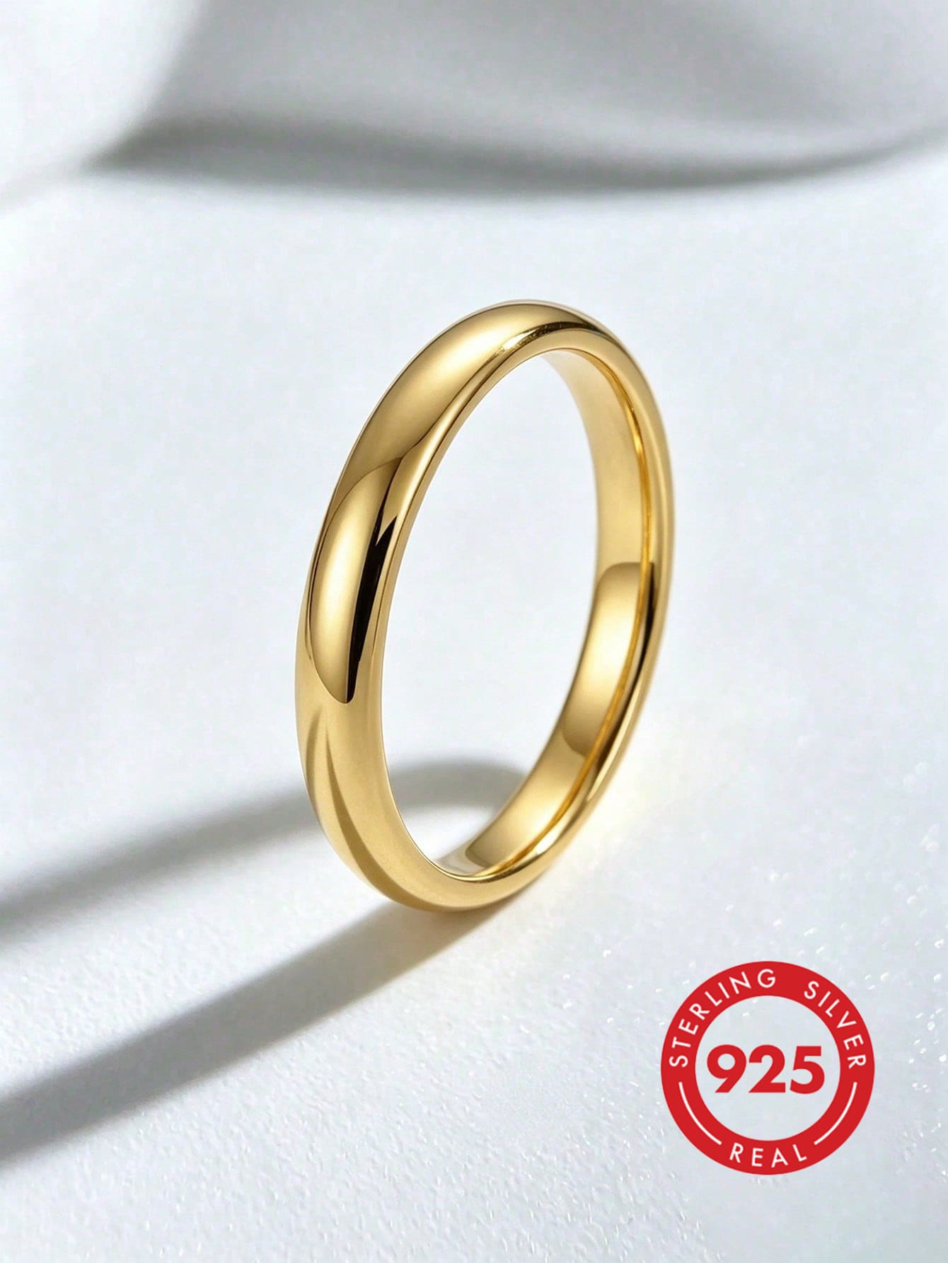 1件 2mm S925 純銀戒指，光澤精緻，極簡百搭，精緻女款飾品，適合日常穿戴與派對