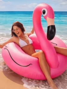 1PC Swimming Ring PVC Inflatable Flamingo Swimming Ring Adult Large Water Life Raft Seat Ring - Multicolor - View 6