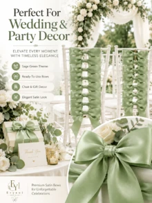 30/10 Stück Salbeigrüne Satin Schleifen, vorgebundene hängende Bandschleifen mit weichem glänzendem Finish, geeignet für Geschenkverpackung, Weihnachtsbaum, Hochzeitsstuhl, Kranz, Babyparty und Osterkorb Dekoration, Party Heim DIY Dekorationszubehör, Top Wahl für Halloween, Weihnachten, Valentinstag - Mehrere Stile - Übersicht 3