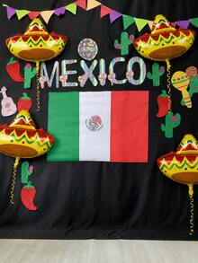 1/3pcs Mexican Hat Aluminum Foil Balloons, Contrast Print Design, Vibrant Retro Colors, Suitable For Mexican Theme Party, Carnival, Exotic Birthday, Festival Event Decoration And Photo Props - Multicolor - View 4