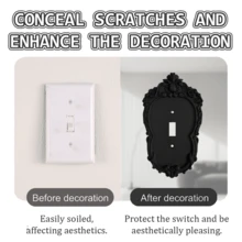 2pcs Combination Switch Plate Storage, Black With Gold Carved Plastic Switch Socket Panel, Includes Screws, Suitable For Whole House Home Decor Wall Switch Unified Beautification And Storage - Multicolor - View 8
