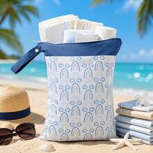 防水可水洗乾濕兩用袋，適用海灘、泳池與旅行，聚酯纖維防漏設計，時尚印花，大尺寸 30x40 cm - 多色2 - 查看 1