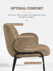 Goeurvant Modern Cloud-Style Wool-Linen Upholstered Dining Chairs With Rounded Arms And Wide-Back Support For Dining Room,Living Room,Office-Set Of 2/Set Of 4/Set Of 6-Taupe/Bouclé - Coffee - 查看 4